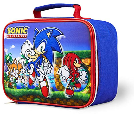 Sonic The Hedgehog Lunch Box Kids Insulated Lunch Bag for Boys (Blu/Rosso)