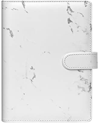 Skycase A5 Ringbuch aus PU-Leder, 6-Ring-Ordner, Loseblatt-Notizbuch, Planer-Organizer mit Füllpapier, Marmor – für Büro, Schule, Studium, Tagebuch, Portfolio
