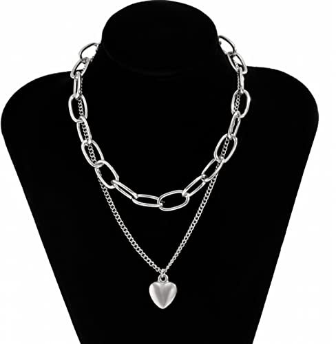 Halskette Mehrschichtige Liebes-Herz-Anhänger-Halsketten-Kandare-Glieder-Ketten-Choker-Goldfarben-Weinlese-weiblicher Schmuck-Anhänger-Halskette für Frauen