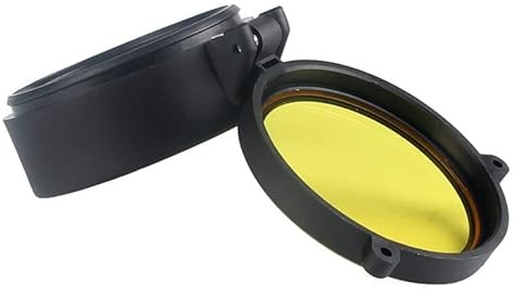 SLOYCA 1 stück 30-69 MM gelb transparent zielfernrohr objektivabdeckung flip up schnellfeder schutzkappe objektivdeckel for Airsoft Gun Kaliber (Color : 42mm)