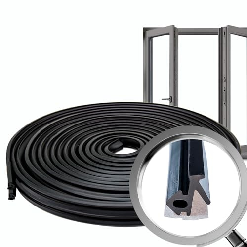 Junta de Goma S-834X Negro para Ventanas de Aluminio y PVC - 5 Metros - Aislante para Cristal