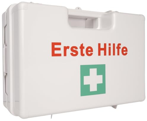 Erste Hilfe Kasten LARGE (ohne Inhalt) - Erste Hilfe Koffer mit Wandhalterung, Verbands-Kasten gemäß ASR, für DIN13157/DIN13169, aus ABS-Kunststoff - bruchsicher & schlagfest, Typ L, HierBeiDir