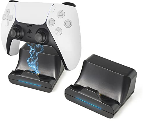 SciuU [2 st] Väggmonterad laddningsstation kompatibel med PS5 DualSense Controller, Spelplatta Laddare Dock med 1 m USB Type-C-kabel, stöd för överladdningsskydd, passar PlayStation 5 Dual Controller