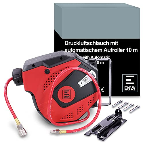 ENVA MADE FOR QUALITY Druckluftschlauch mit automatischem Aufroller 10m Schlauch mit 1/4