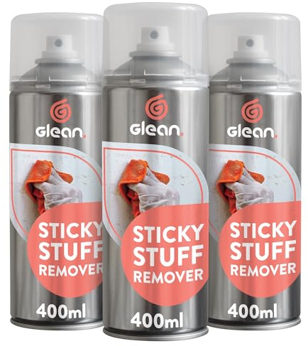 GLEAN Klebriges Zeug-Entferner-Gel-Spray | Tropffrei | Entfernt Klebeband, Etiketten, Kaugummi, Teer, Fett | Mehrere Oberflächen: Holz, Glas, Metall, Fliesen, lackierte Oberflächen | 3 x 400 ml
