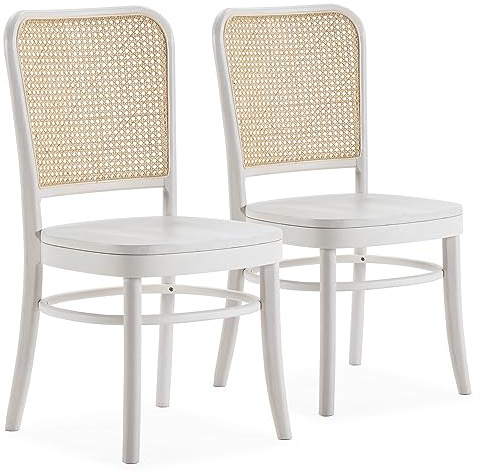 HOMN LIVING Pack 2 Sedie Vesta in Legno massello Bianco, 45 cm (Larghezza) 51 cm (profondità) 88 cm (Altezza)