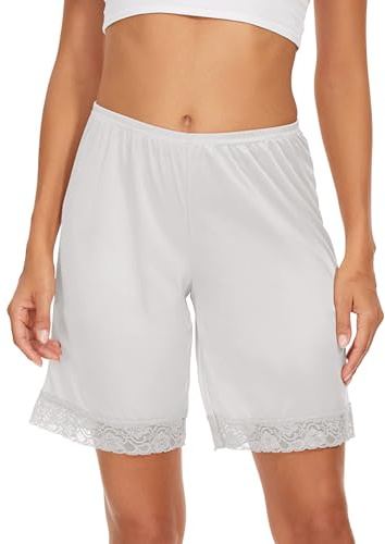 GYS Culotte Slips for Women Lace Pettipants Bloomers, White, M