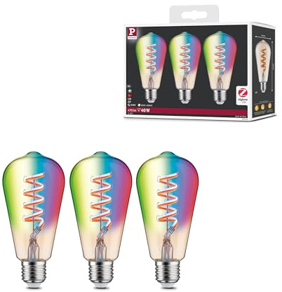 Paulmann 29164 filament 230 V smart hem Zigbee LED-kolv ST64 E27 3 x 470 lm 3 x 6,3 W RGBW+ dimbar guld glödlampa