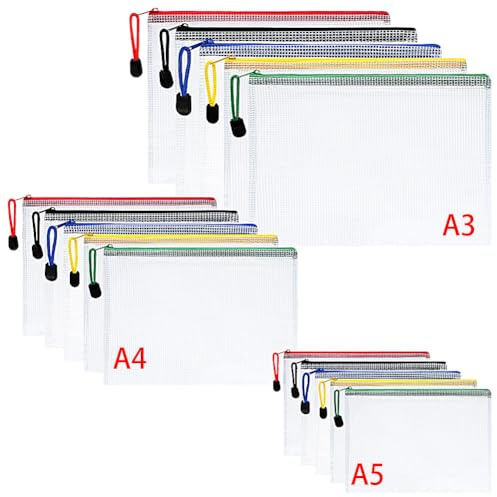Vicloon Dokumententasche A3+A4+A5, 15 pcs Mesh Plastic Zip Bag