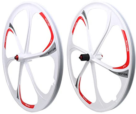 KANGXYSQ MTB Fahrrad Laufradsatz 26 Zoll 6 Speichen Fahrrad Vorne Hinten Felgenrad Mountainbike Laufradsatz Weiße Scheibenbremse Für 7 8 9 10 Speed Kassette (Color : Bianco)