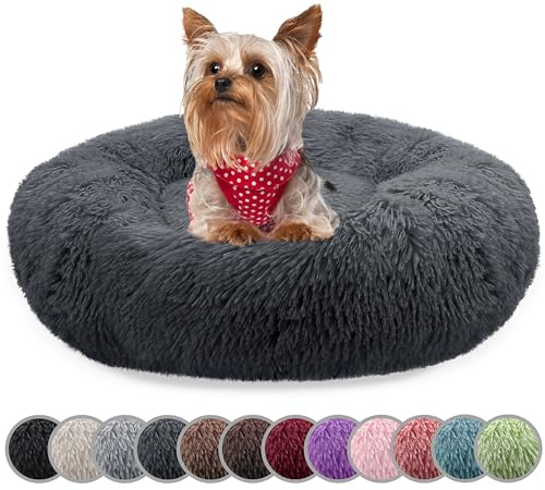 bluzelle Hundebett für kleine Hunde & Katzen, Dunkel-Grau, XXS-50 cm
