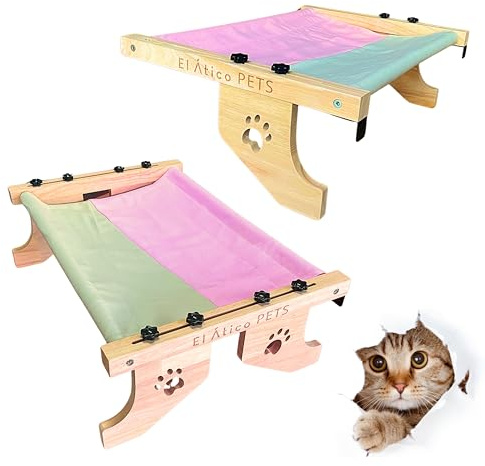 EL ÁTICO PETS Katzenhängematte, Hängematte für Katze, Fenster, zum Aufhängen auf 2 Beinen oder auf dem Boden mit 4 Beinen, Katzenbett, Heizkörper, Hängematte, Fenster für Katzen, großes Katzenbett
