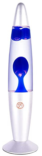 Pomurom Lavalampe Blau, Stimmungslicht Wasser Blau Wachs 34cm mit 25W Lampenbirne und Schalter EU-Stecker AC 220-240V, Nachtlicht für Wohnzimmer Schlafzimmer Büro Heimdekoration, Aluminium