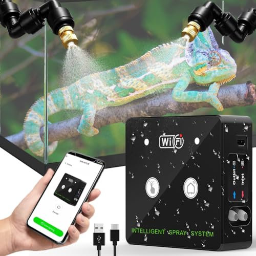 WiFi Intelligentes Beregnungsanlage Terrarium, Terrarium Luftbefeuchter mit Sprühdüsen und Timer 360 ° Verstellbare, Vernebler Terrarium, Reptile Humidifier für Pflanzen Reptilien Amphibien Blumen