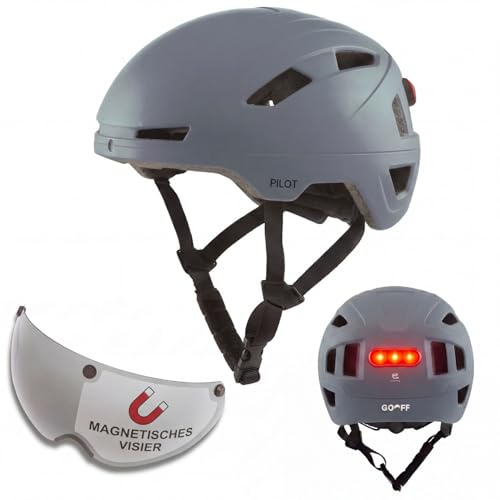GOOFF Pilot S-Pedelec Helm | Schutz für schnelle E-Bike Fahrten | Fahrradhelm mit Visier und Licht | NTA 8776-zertifiziert