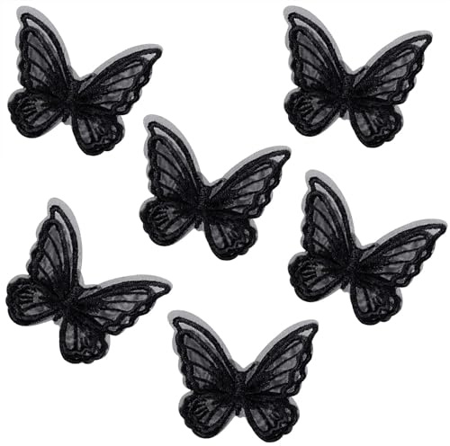 Haarklammer Schmetterling Haarspange Schmetterling 6 Stück, Mini Haarspangen Clip für Damen Mädchen Party Dekoration (Schwarz)