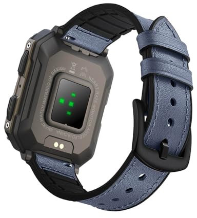 DINGK Lederarmband Kompatibel mit Kospet Tank M1 Pro Armband Weiches Echtes Leder & Silikon Ersatzarmband für Kospet Tank M1 Pro Armband für Damen Herren Einstellbar Band für Kospet Tank M1 Pro (3)