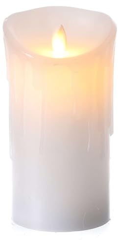 Candela cera bianca LED luce tremolante 18x9 cm