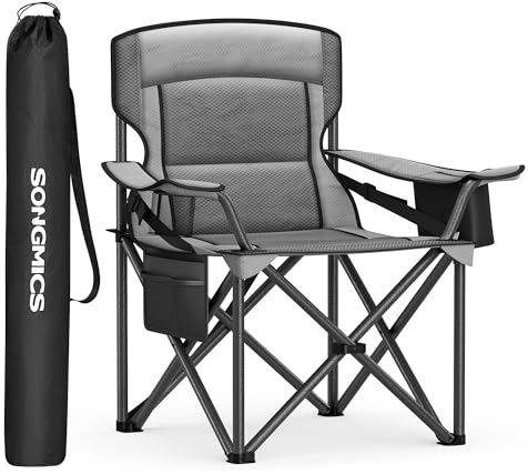 SONGMICS camping fällstol, fällstol, grå sömmar, GCB066G01
