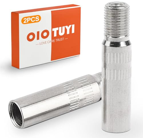 OioTuyi 2 Stück Ventilverlängerungen für Autoventil, Ventil Verlängerung Adapter für Scooter, Auto, LKW, Van, Caravan, E-Scooter, Schrader Ventil, Winkelventil, Reifenvise Adapter, 39mm Ventilkappe