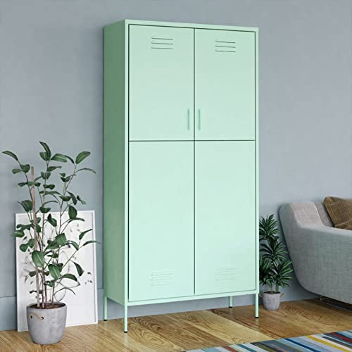Somanki Kleiderschrank, Schlafzimmerschrank, Kleiderschränke, Garderobenschrank, Ordnungssystem Kleiderschrank, Haushaltsschrank, Minzgrün 90x50x180 cm Stahl