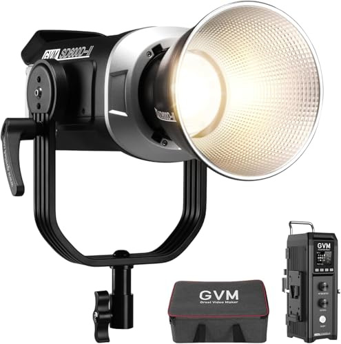 GVM Lampe vidéo LED 600 W, éclairage de studio LED bicolore avec contrôle APP/DMX, éclairage continu de 2700 K à 7500 K 128000 lux/1 m pour studio, prise de vue vidéo, jeux, radiodiffusion