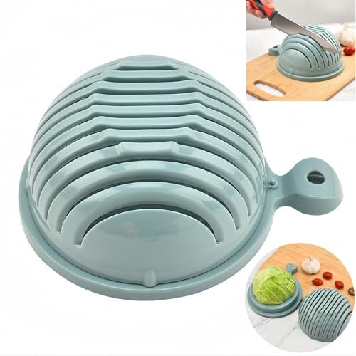 Baychon Fruit and Vegetable Cutter Bowl, Slicers for Fruits and Vegetables, Salad Chopper Cutter (Blue)