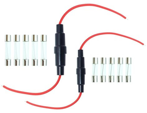 5 Stücke 5x20 6x30mm Glasrohr Sicherungshalter Schraubentyp Mit 22/20AWG Draht Kabel 250 V Sicherungskasten(8A,6X30MM_20AWG)