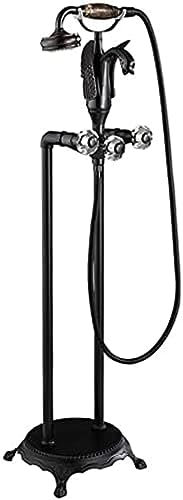 Retro freistehende badewannenarmaturen, Badezimmer-mischbatterie, badewannenarmatur, doppel-badewannenarmatur mit dusche, Wasserfall, Kupfer-badewannen-duschmischbatterien, Chrom, Vintage-schwarz