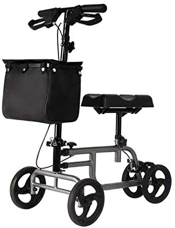 Rollator Pieghevole, 4 Ruote, Pieghevole, con Doppio frenante, Altezza di rotolamento reabile, per Interni ed Esterni, Grigio.