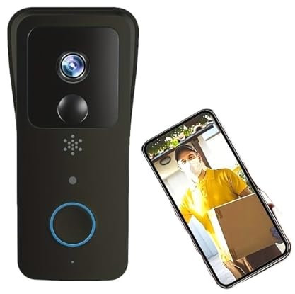 Portero automático. Timbre inalámbrico con video T32 1080P, cámara inteligente WiFi, compatible con aplicaciones 5G, banda dual, impermeable, visión nocturna, audio bidireccional. Videoportero(Black)