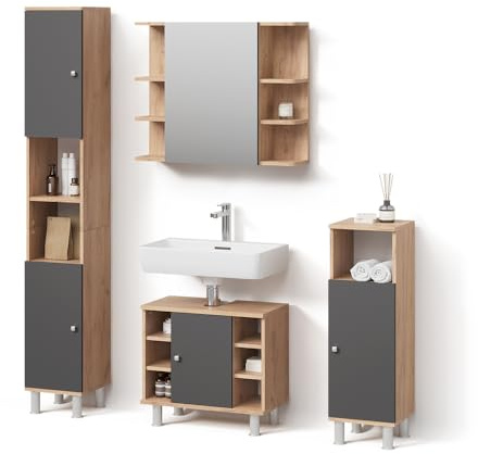 Livinity Badmöbel-Set Fucino, Eiche, 4 Teile