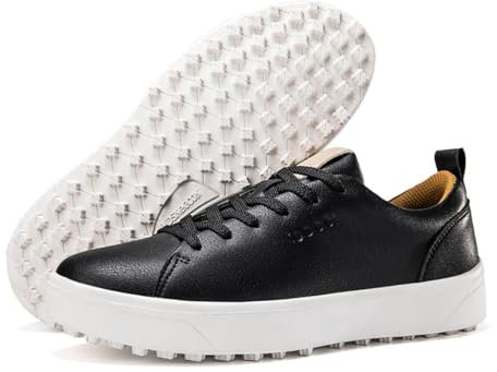 Chaussures De Golf pour Dames, sans Crampons Imperméables Golfers Baskets Extérieur Cuir Golf Sport Trainers,Noir,38 EU