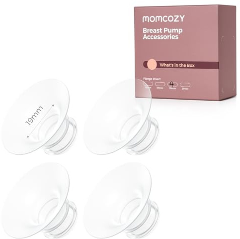 Momcozy Inserti per Flangia da 19 mm, in Silicone, Compatibili con Tiralatte Momcozy M5/M6/M9, Confezione da 4, per Ridurre 24 mm a 19 mm
