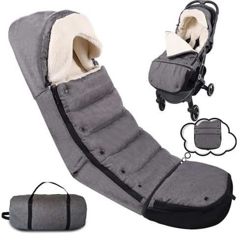 Sacco per Passeggino Invernale Universale avec Extension, Sacco a Pelo per Passeggino, 4 Réglages Thermiques, Compatible avec la Majorité des Poussettes,Grigio