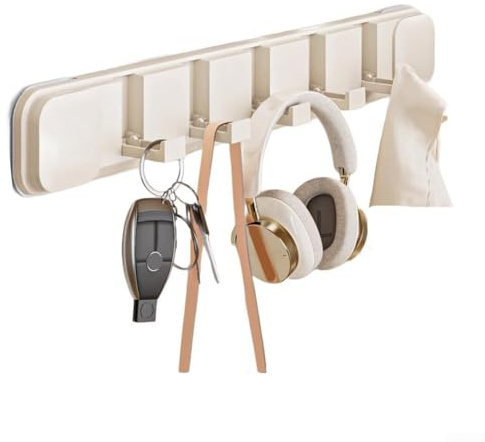Gancho con ventosa, perchero plegable, gancho para abrigos, adecuado para almacenamiento en el hogar para colgar albornoz (blanco 5 ganchos)