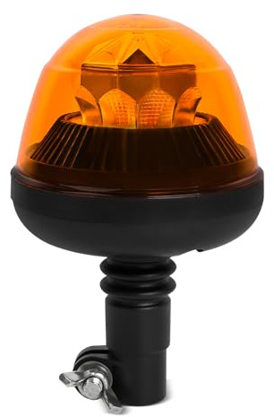 Yinaolan Amber LED Rotating Beacon Light, Flashing Warning Light with 7 Modes, 12-24V Emergency Strobe Lights for Trucks Vehicles Construction IP67 Waterproof (Pole Mount)