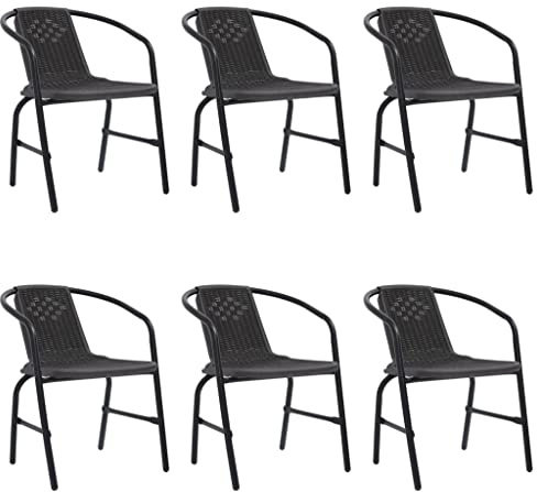 Frdhee Esszimmerstuhl Terrassenstühle, Gartenstühle 6 STK. Rattan-Optik Kunststoff und Stahl 110 kg, ideal für Garten und Balkon