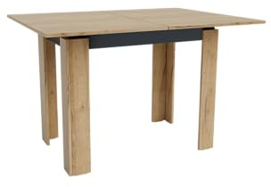 Shefa Esstisch Line Family 90-120 cm Eiche Goldkraft Anthrazit - Moderner Esszimmertisch Küchentisch ausziehbar - Design Tisch für Esszimmer & Küche - Stabil & Pflegeleicht