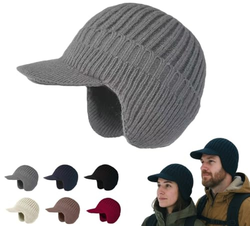 bergxperten Fjordwarm – Skandinavische Wintermütze mit Ohrenschutz (Unisex-Einheitsgröße) Warme Wintermütze mit Ohrenschutz und Visier für Ski, Wandern, Radfahren, Outdoor-Aktivitäten