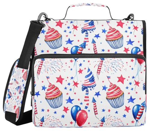 Cgiub Raccoglitore per torte con cerniera, con tracolla e tasche, 3,8 cm, 3 anelli, cartella espandibile per scuola e ufficio