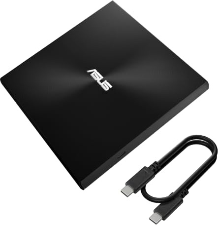 ASUS ZenDrive U3M - Ultra-Slim External DVD Writer, USB 3.2 Gen2x1 Type-C Interface, Compatible with Windows 11 and macOS, M-DISC Support, Comprehensive Backup Solutions Included, 1 Year Warranty