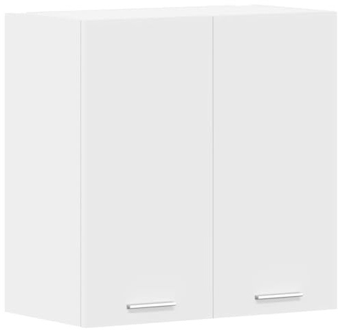 GeenYuu Lione - Armadio sospeso in legno bianco, 60 x 31 x 60 cm, con due ripiani, per cucina, ripostiglio e spazio verticale organizzato