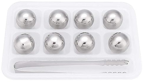 RoseFlower 8 PZ Ghiaccio Riutilizzabile Ghiaccio per Cocktail | Cubetti Ghiaccio Acciaio con Pinza, per Cocktail, Whisky e Bevande di Ogni Tipo Regali, per il Fidanzato del Papà