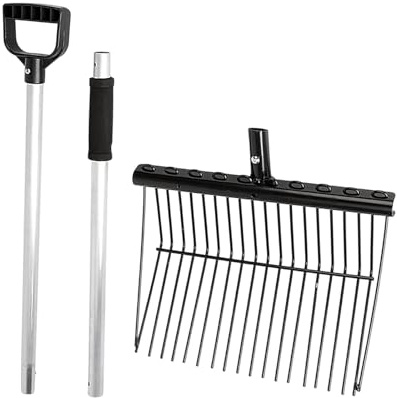 Rustproof Heavy Duty Hay Pitches Fork, Shavings Fork for Horses, Strong Construction Metal, Horse Stall Forks Horses Manures Rakes for Farm Cleaning Rustproof Heavy Duty Hay Pitches Forks