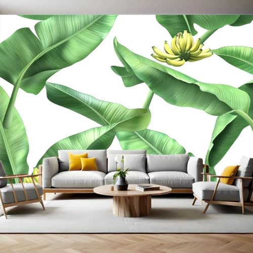 Adesivi Murali Piante di banano tropicali 3D Fotomurale 250 x 175 cm verde Moderno Poster Murale Gigante per Bambini Camera da Letto Parete