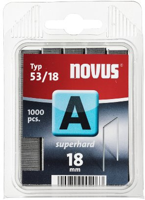 Novus Feindrahtklammern 18 mm superhart, 1000 Klammern, Klarsichtverpackung, Typ A53/18, Heftmittel aus Stahldraht