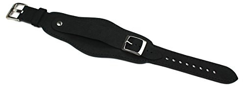 Sulla 20mm Leder Uhrenarmband Fliegerband mit Deckelschutz/Unterlage für Feste Stege Schwarz