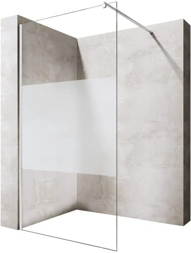 Durovin Bathrooms 1200mm Walkin Shower Screen 2000 mm high - 8mm Safety Frosted Strip Glass -Wet Room Shower Enclosure