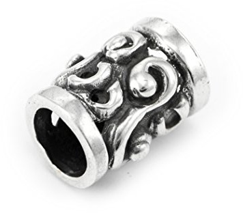 Battle-Merchant Abalorio para barba con diseño de espiral, de plata, perla para rastas, diámetro interior de 5 mm